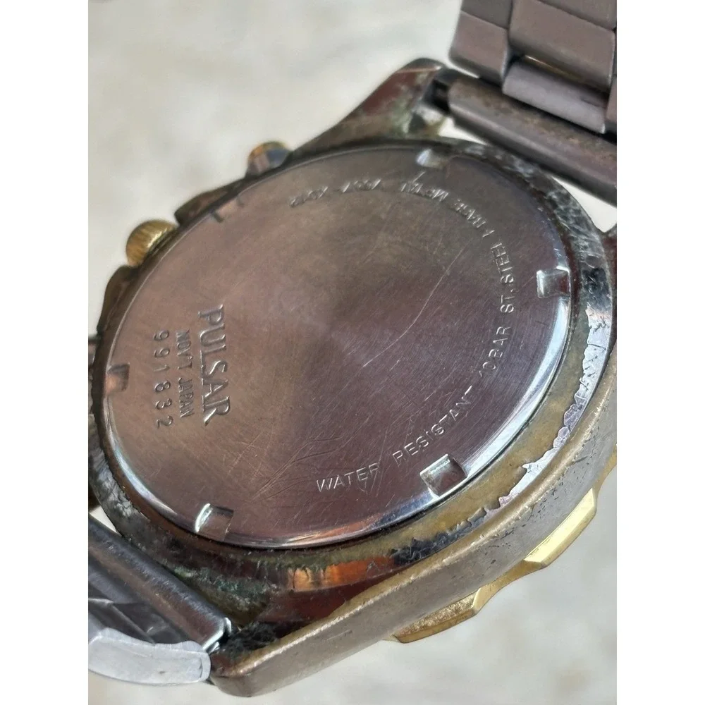 ⭐️Vtg TWO TONE CHRONOGRAPH MEN'S WATCH 